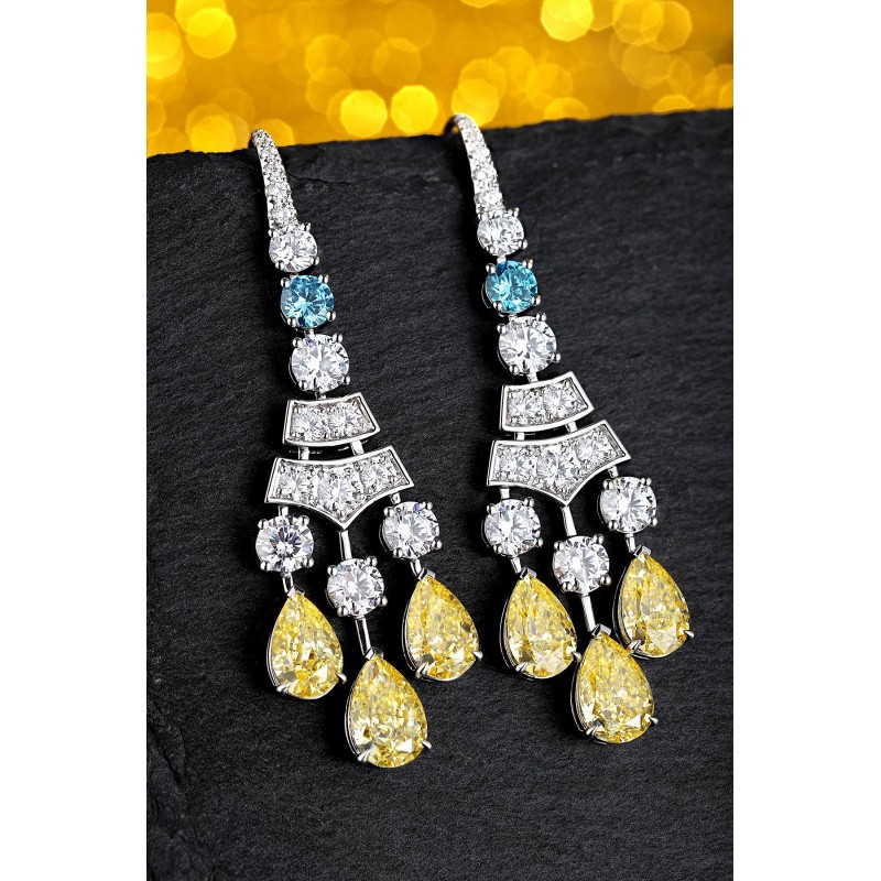 Ruif Jewelry Classic Design S925 Silver 9.16ct Yellow Cubic Zircon Earrings Gemstone Jewelry