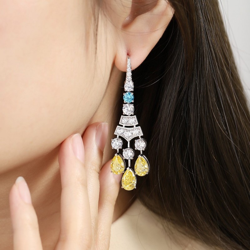 Ruif Jewelry Classic Design S925 Silver 9.16ct Yellow Simulated Diamond Earrings Cubic Zircon Earrings Gemstone Jewelry Ruif Jewelry Classic Design S925 Silver 9.16ct Yellow Simulated Diamond Earrings Cubic Zircon Earrings Gemstone Jewelry