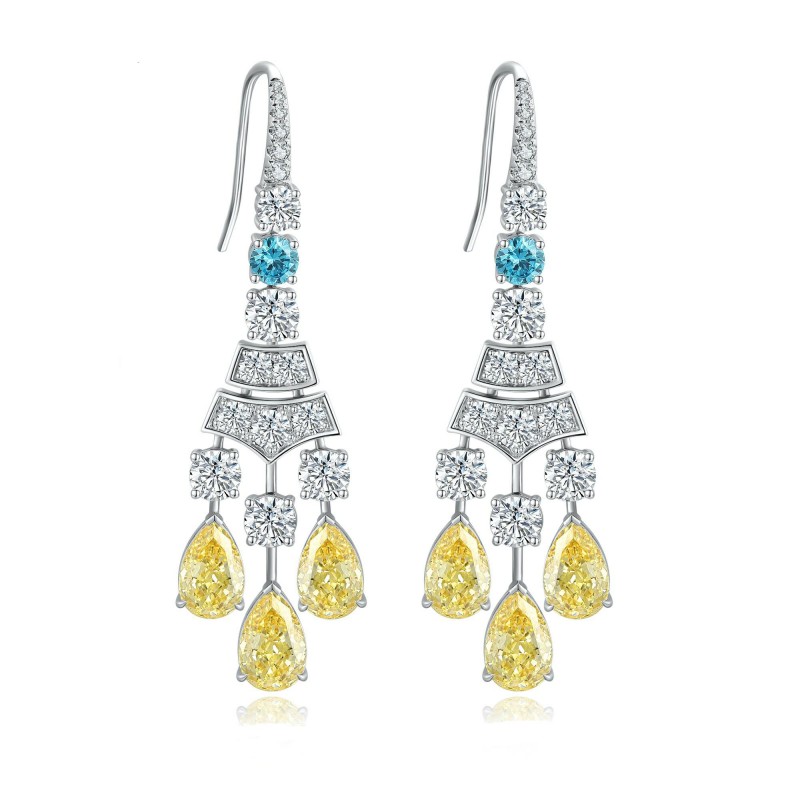 Ruif Jewelry Classic Design S925 Silver 9.16ct Yellow Simulated Diamond Earrings Cubic Zircon Earrings Gemstone Jewelry Ruif Jewelry Classic Design S925 Silver 9.16ct Yellow Simulated Diamond Earrings Cubic Zircon Earrings Gemstone Jewelry