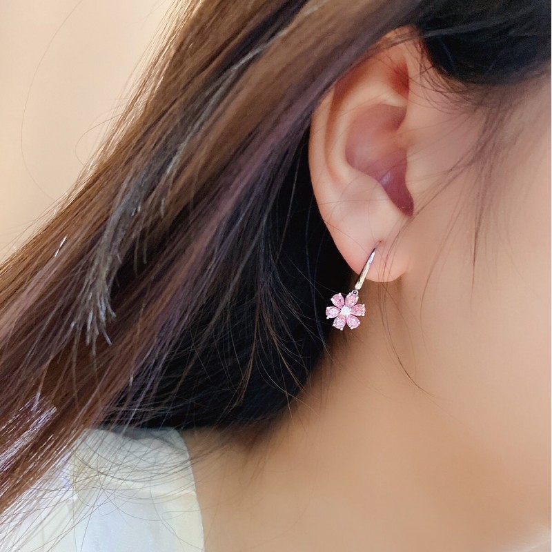 Ruif Jewelry Classic Design S925 Silver 3.588ct Pink Cubic Zircon Earrings Blue Diamond Gemstone Jewelry