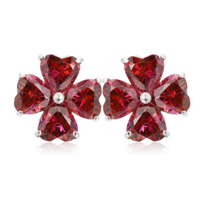 Ruif Jewelry Classic Design S925 Silver Red Color Simulated Diamond Earrings Cubic Zircon Earrings Gemstone Jewelry