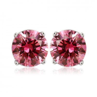 Ruif Jewelry Classic Design S925 Silver Red Color Simulated Diamond Earrings Cubic Zircon Earrings Gemstone Jewelry