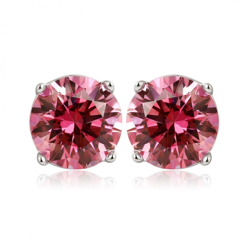 Ruif Jewelry Classic Design S925 Silver Red Color Simulated Diamond Earrings Cubic Zircon Earrings Gemstone Jewelry