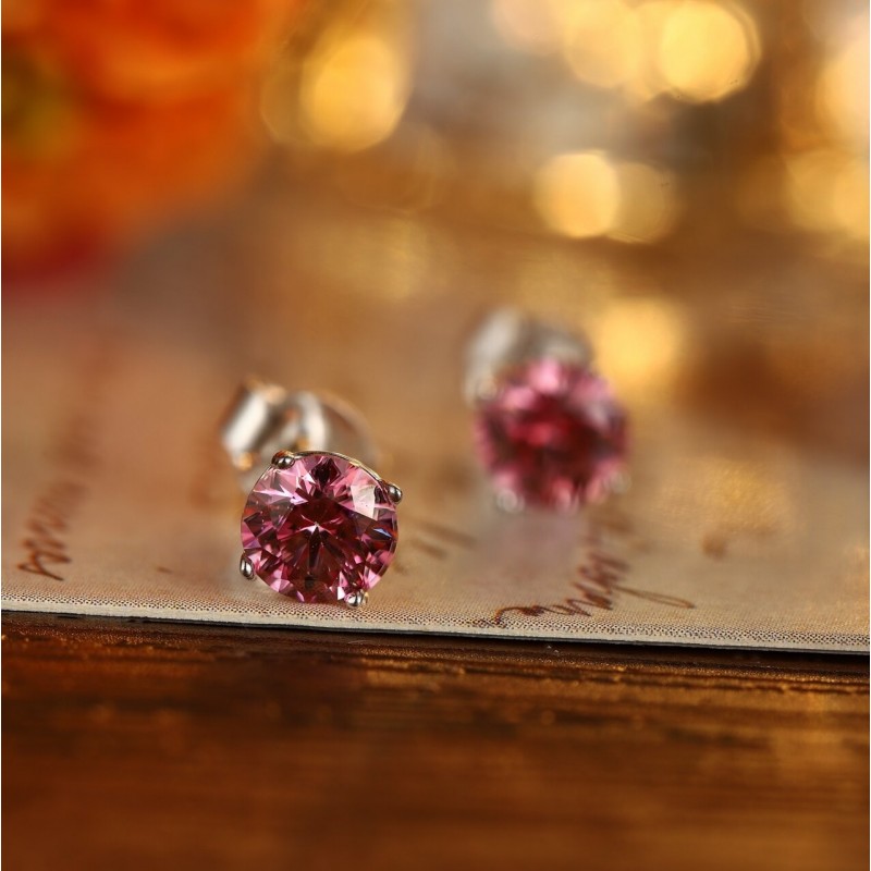 Ruif Jewelry Classic Design S925 Silver Red Color Simulated Diamond Earrings Cubic Zircon Earrings Gemstone Jewelry