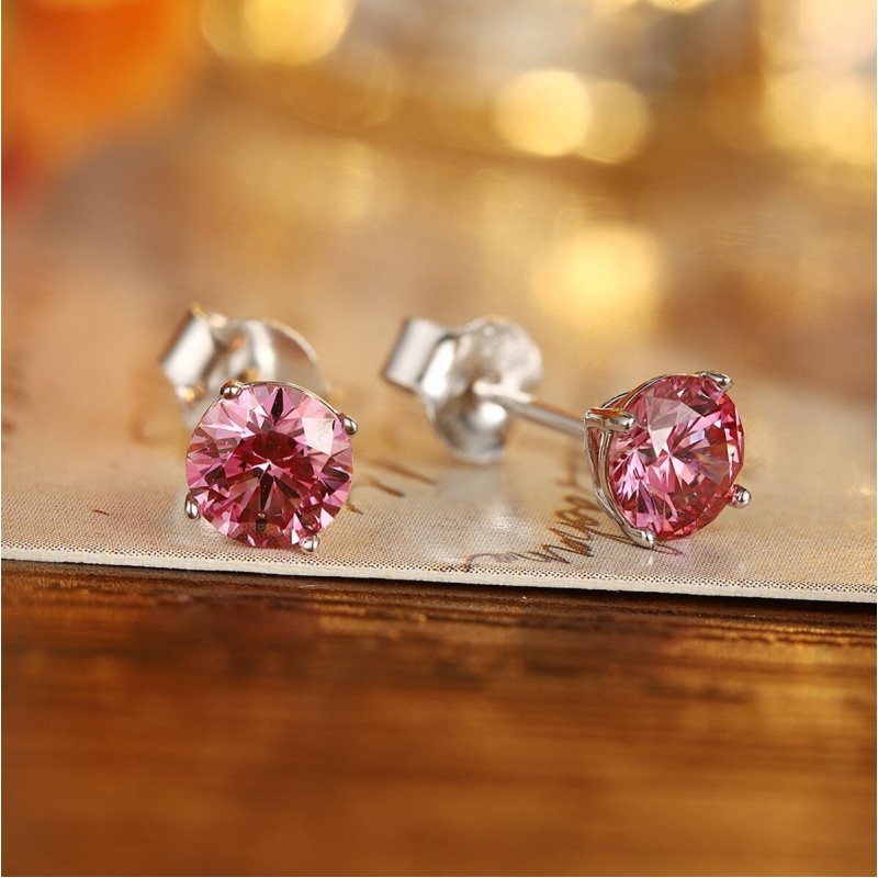 Ruif Jewelry Classic Design S925 Silver Red Color Simulated Diamond Earrings Cubic Zircon Earrings Gemstone Jewelry