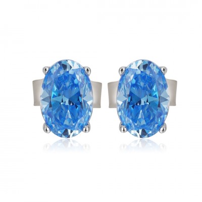 Ruif Jewelry Classic Design S925 Silver Blue Color Simulated Diamond Earrings Cubic Zircon Earrings Gemstone Jewelry