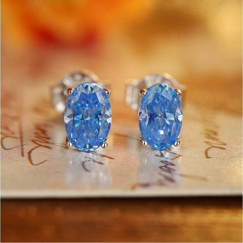 Ruif Jewelry Classic Design S925 Silver Blue Color Simulated Diamond Earrings Cubic Zircon Earrings Gemstone Jewelry Ruif Jewelry Classic Design S925 Silver Blue Color Simulated Diamond Earrings Cubic Zircon Earrings Gemstone Jewelry