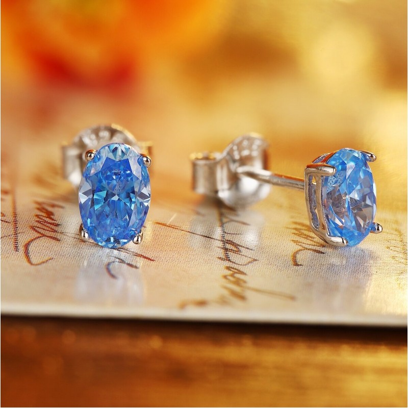 Ruif Jewelry Classic Design S925 Silver Blue Color Simulated Diamond Earrings Cubic Zircon Earrings Gemstone Jewelry Ruif Jewelry Classic Design S925 Silver Blue Color Simulated Diamond Earrings Cubic Zircon Earrings Gemstone Jewelry