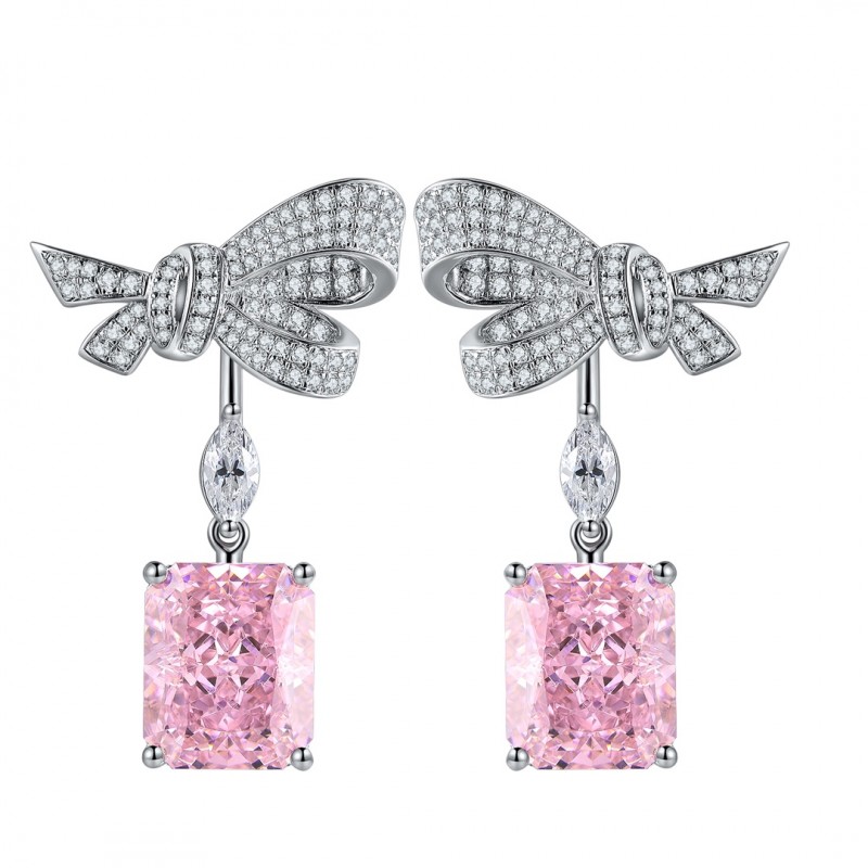 Ruif Jewelry Classic Design S925 Silver 5.0ctx2pcs Pink Color Simulated Diamond Earrings Cubic Zircon Earrings Gemstone Jewelry Ruif Jewelry Classic Design S925 Silver 5.0ctx2pcs Pink Color Simulated Diamond Earrings Cubic Zircon Earrings Gemstone Jewelry