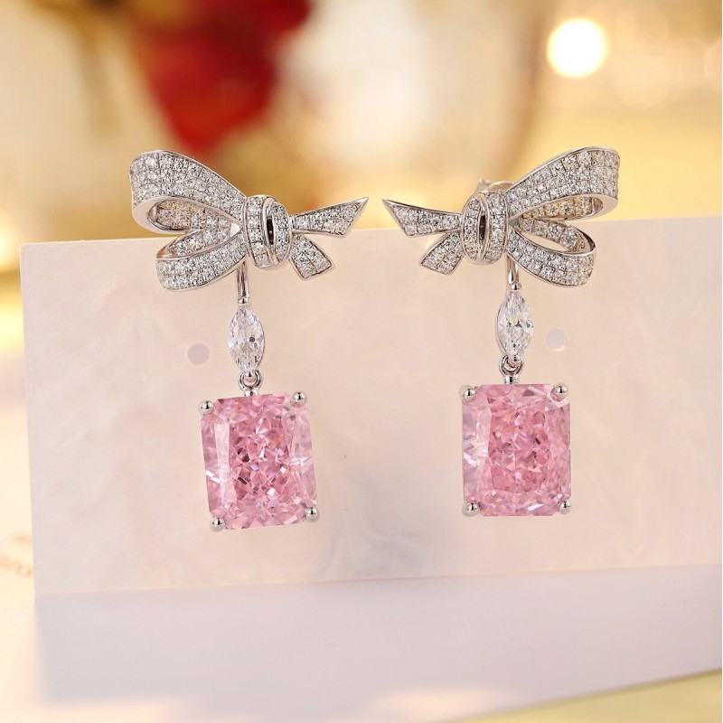 Ruif Jewelry Classic Design S925 Silver 5.0ctx2pcs Pink Color Simulated Diamond Earrings Cubic Zircon Earrings Gemstone Jewelry Ruif Jewelry Classic Design S925 Silver 5.0ctx2pcs Pink Color Simulated Diamond Earrings Cubic Zircon Earrings Gemstone Jewelry