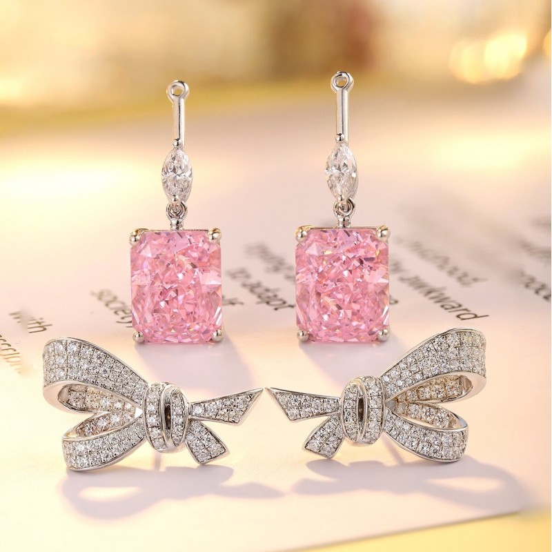 Ruif Jewelry Classic Design S925 Silver 5.0ctx2pcs Pink Color Simulated Diamond Earrings Cubic Zircon Earrings Gemstone Jewelry Ruif Jewelry Classic Design S925 Silver 5.0ctx2pcs Pink Color Simulated Diamond Earrings Cubic Zircon Earrings Gemstone Jewelry