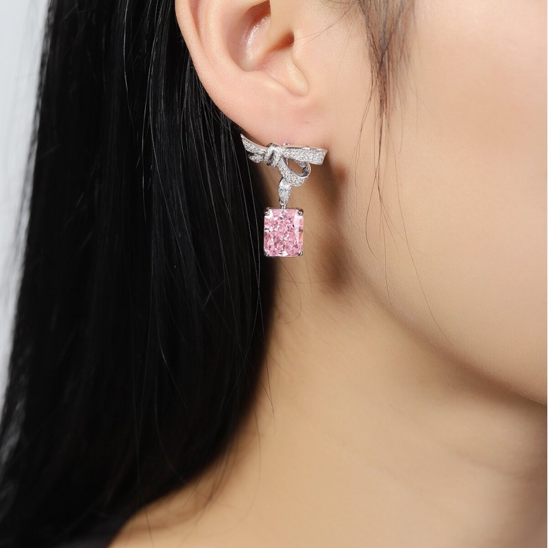 Ruif Jewelry Classic Design S925 Silver 5.0ctx2pcs Pink Color Simulated Diamond Earrings Cubic Zircon Earrings Gemstone Jewelry Ruif Jewelry Classic Design S925 Silver 5.0ctx2pcs Pink Color Simulated Diamond Earrings Cubic Zircon Earrings Gemstone Jewelry