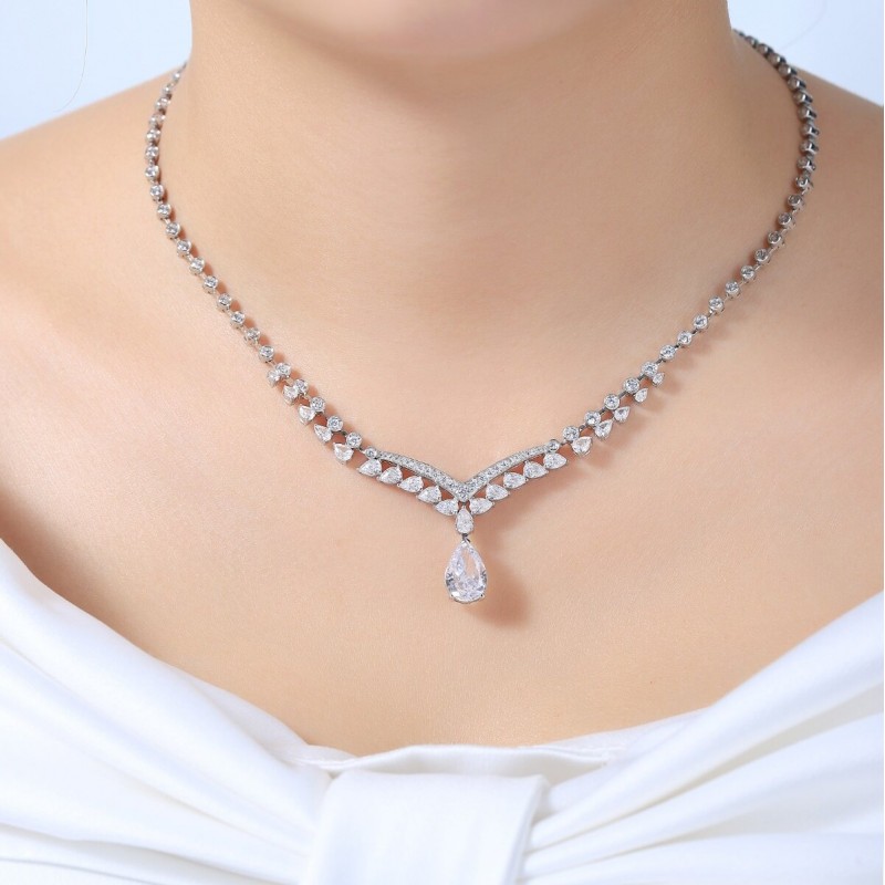 Ruif Jewelry Classic Design S925 Silver 6.81ct White Simulated Diamond Pendant Necklace Gemstone Jewelry Ruif Jewelry Classic Design S925 Silver 6.81ct White Simulated Diamond Pendant Necklace Gemstone Jewelry