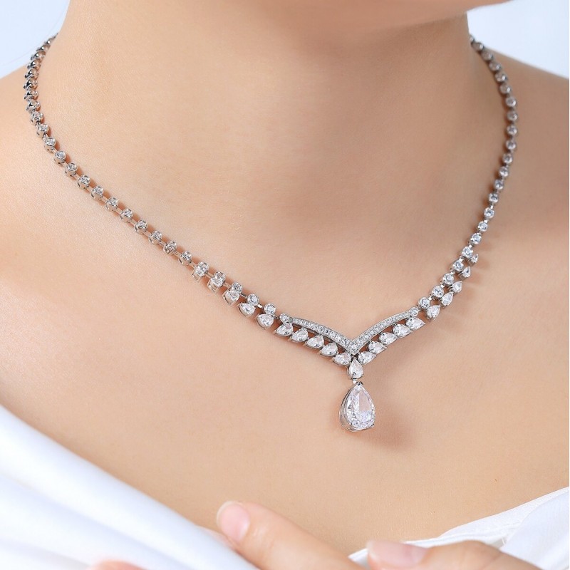 Ruif Jewelry Classic Design S925 Silver 6.81ct White Simulated Diamond Pendant Necklace Gemstone Jewelry Ruif Jewelry Classic Design S925 Silver 6.81ct White Simulated Diamond Pendant Necklace Gemstone Jewelry