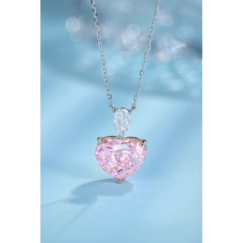 Ruif Jewelry Classic Design S925 Silver 3.0ct Simulated Diamond Pendant Necklace Pink Color Gemstone Jewelry Ruif Jewelry Classic Design S925 Silver 3.0ct Simulated Diamond Pendant Necklace Pink Color Gemstone Jewelry