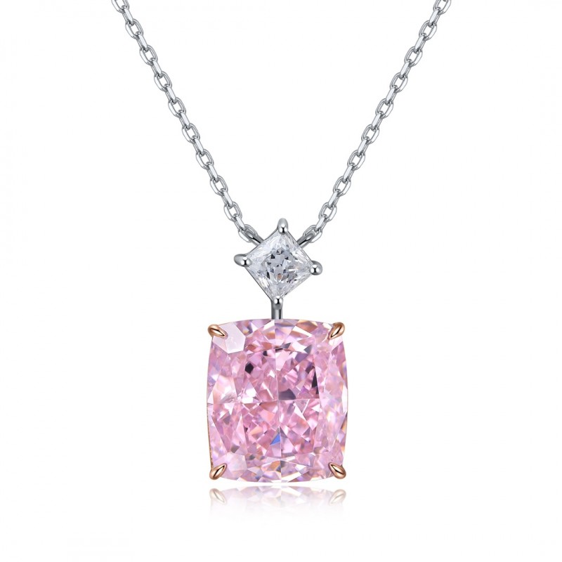 Ruif Jewelry Classic Design S925 Silver 5.0ct Simulated Diamond Pendant Necklace Pink Color Gemstone Jewelry Ruif Jewelry Classic Design S925 Silver 5.0ct Simulated Diamond Pendant Necklace Pink Color Gemstone Jewelry