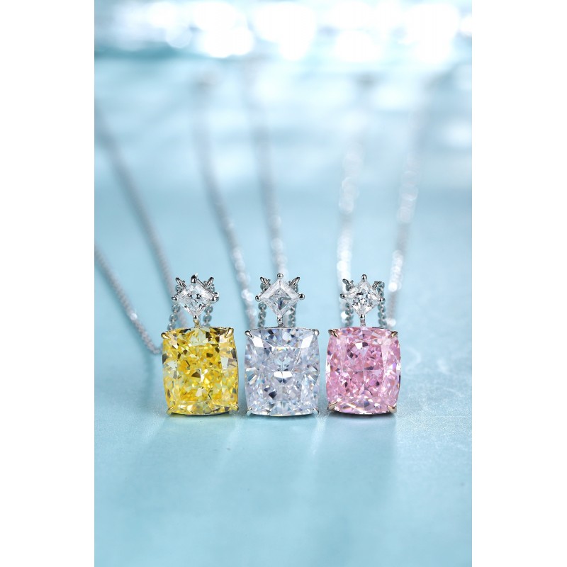Ruif Jewelry Classic Design S925 Silver 5.0ct Simulated Diamond Pendant Necklace Pink Color Gemstone Jewelry Ruif Jewelry Classic Design S925 Silver 5.0ct Simulated Diamond Pendant Necklace Pink Color Gemstone Jewelry
