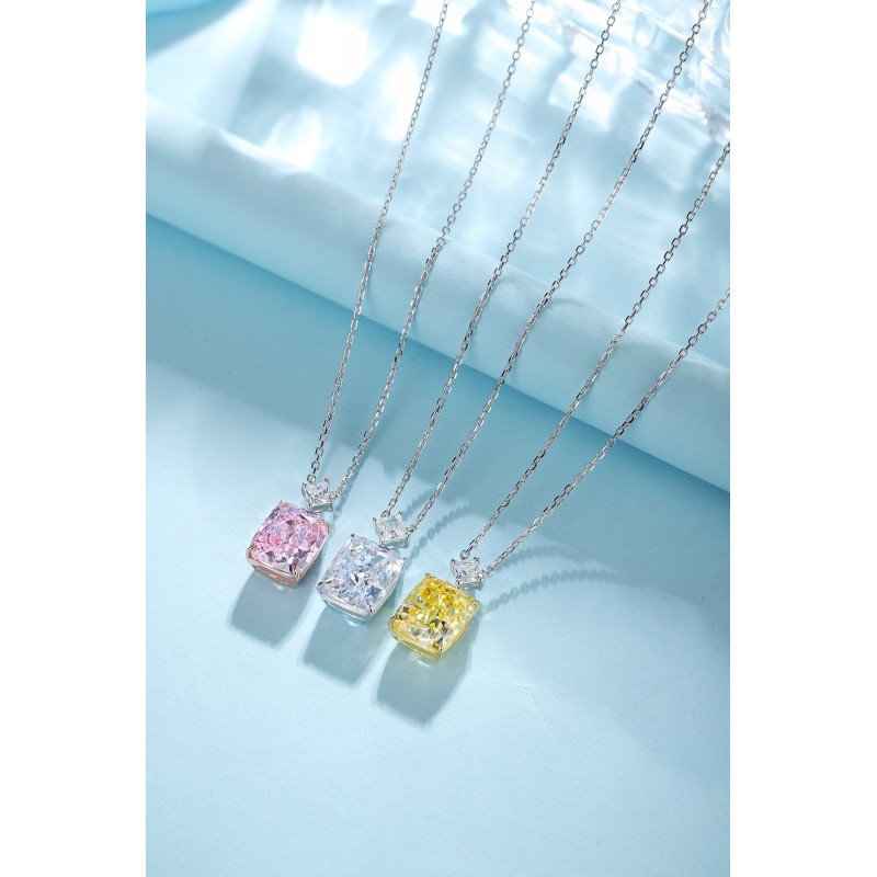 Ruif Jewelry Classic Design S925 Silver 5.0ct Simulated Diamond Pendant Necklace Pink Color Gemstone Jewelry Ruif Jewelry Classic Design S925 Silver 5.0ct Simulated Diamond Pendant Necklace Pink Color Gemstone Jewelry