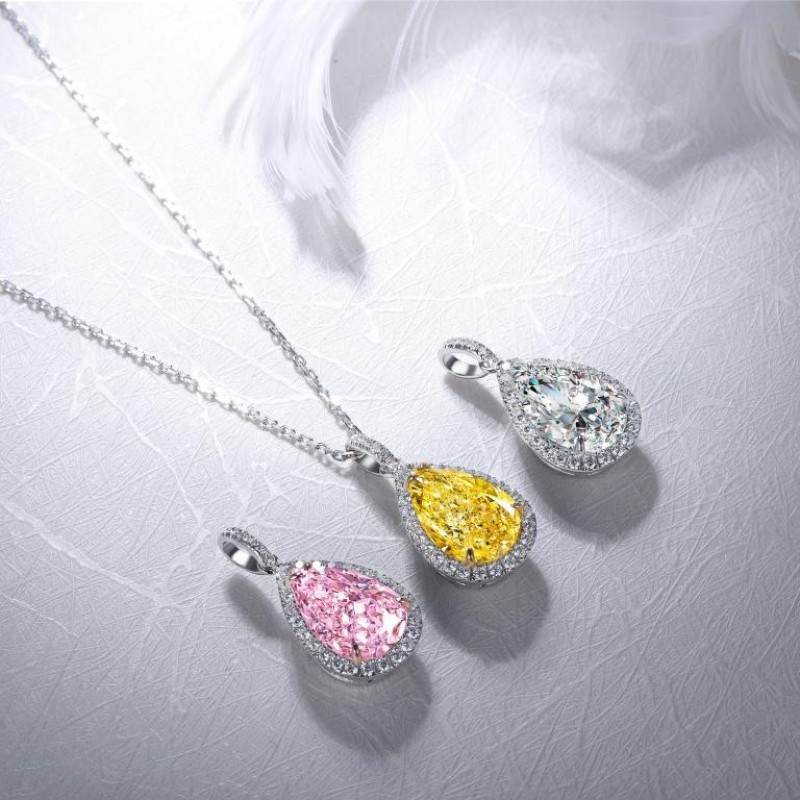 Ruif Jewelry Classic Design S925 Silver 3.0ct Simulated Diamond Pendant Necklace Pink/Yellow/White Color Gemstone Jewelry Ruif Jewelry Classic Design S925 Silver 3.0ct Simulated Diamond Pendant Necklace Pink/Yellow/White Color Gemstone Jewelry