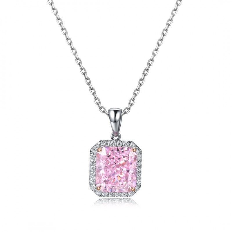 Ruif Jewelry Classic Design S925 Silver 5.0ct Simulated Diamond Pendant Necklace Pink/Yellow/White Color Gemstone Jewelry Ruif Jewelry Classic Design S925 Silver 5.0ct Simulated Diamond Pendant Necklace Pink/Yellow/White Color Gemstone Jewelry