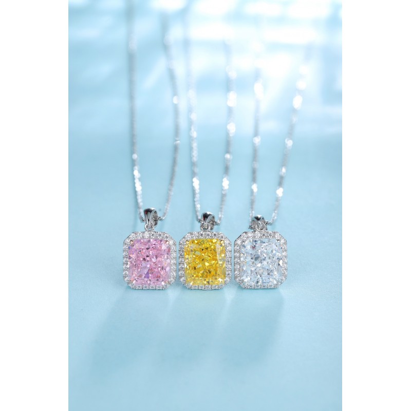 Ruif Jewelry Classic Design S925 Silver 5.0ct Simulated Diamond Pendant Necklace Pink/Yellow/White Color Gemstone Jewelry Ruif Jewelry Classic Design S925 Silver 5.0ct Simulated Diamond Pendant Necklace Pink/Yellow/White Color Gemstone Jewelry