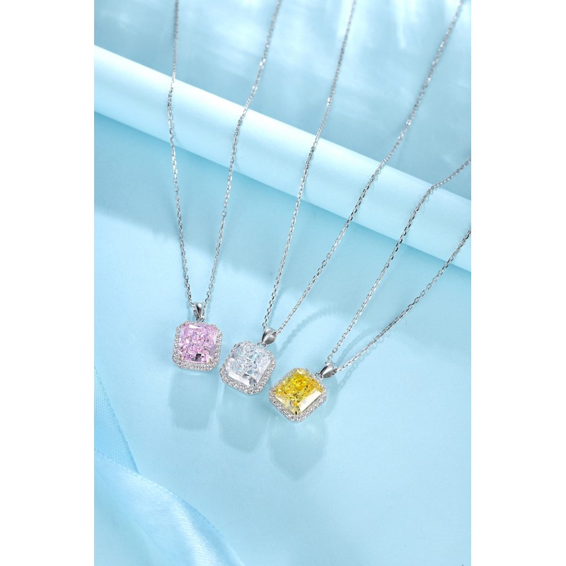 Ruif Jewelry Classic Design S925 Silver 5.0ct Simulated Diamond Pendant Necklace Pink/Yellow/White Color Gemstone Jewelry Ruif Jewelry Classic Design S925 Silver 5.0ct Simulated Diamond Pendant Necklace Pink/Yellow/White Color Gemstone Jewelry