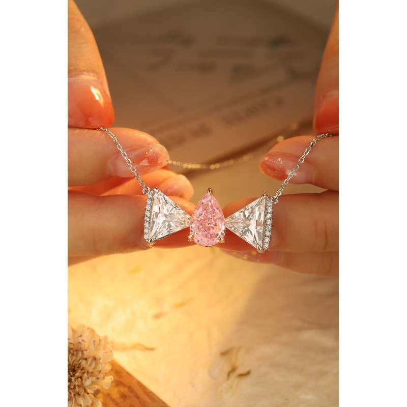 Ruif Jewelry Classic Design S925 Silver 3ct Simulated Diamond Pendant Necklace Pink Color Gemstone Jewelry Ruif Jewelry Classic Design S925 Silver 3ct Simulated Diamond Pendant Necklace Pink Color Gemstone Jewelry