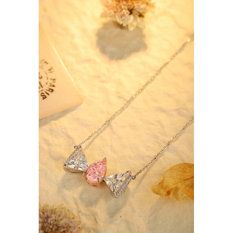 Ruif Jewelry Classic Design S925 Silver 3ct Simulated Diamond Pendant Necklace Pink Color Gemstone Jewelry Ruif Jewelry Classic Design S925 Silver 3ct Simulated Diamond Pendant Necklace Pink Color Gemstone Jewelry