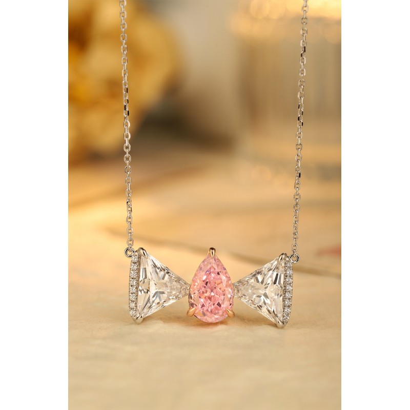 Ruif Jewelry Classic Design S925 Silver 3ct Simulated Diamond Pendant Necklace Pink Color Gemstone Jewelry Ruif Jewelry Classic Design S925 Silver 3ct Simulated Diamond Pendant Necklace Pink Color Gemstone Jewelry