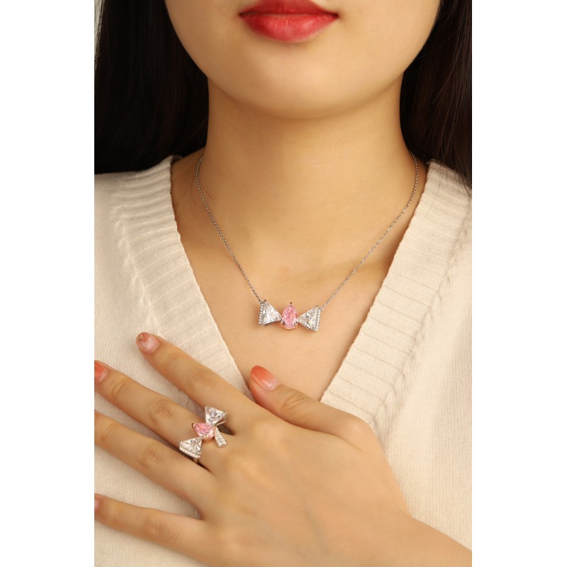 Ruif Jewelry Classic Design S925 Silver 3ct Simulated Diamond Pendant Necklace Pink Color Gemstone Jewelry Ruif Jewelry Classic Design S925 Silver 3ct Simulated Diamond Pendant Necklace Pink Color Gemstone Jewelry