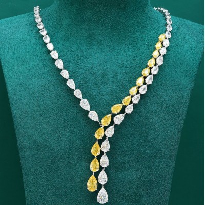 Ruif  Jewelry Classic Design S925 Silver 55.29ct White Cubic Zircon Yellow Diamond Pendant Necklace Gemstone Jewelry
