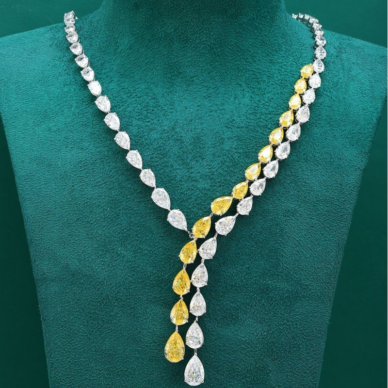 Ruif Jewelry Classic Design S925 Silver 55.29ct White/Yellow Simulated Diamond Pendant Necklace Gemstone Jewelry Ruif Jewelry Classic Design S925 Silver 55.29ct White/Yellow Simulated Diamond Pendant Necklace Gemstone Jewelry