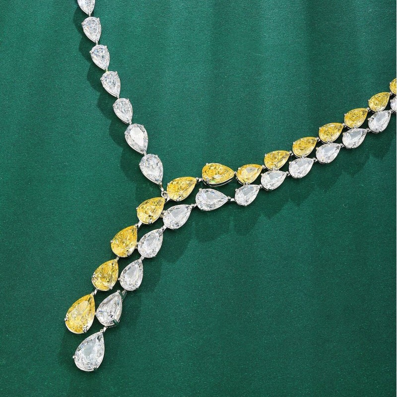 Ruif Jewelry Classic Design S925 Silver 55.29ct White/Yellow Simulated Diamond Pendant Necklace Gemstone Jewelry Ruif Jewelry Classic Design S925 Silver 55.29ct White/Yellow Simulated Diamond Pendant Necklace Gemstone Jewelry