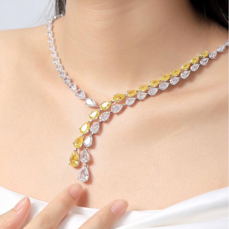 Ruif Jewelry Classic Design S925 Silver 55.29ct White/Yellow Simulated Diamond Pendant Necklace Gemstone Jewelry Ruif Jewelry Classic Design S925 Silver 55.29ct White/Yellow Simulated Diamond Pendant Necklace Gemstone Jewelry