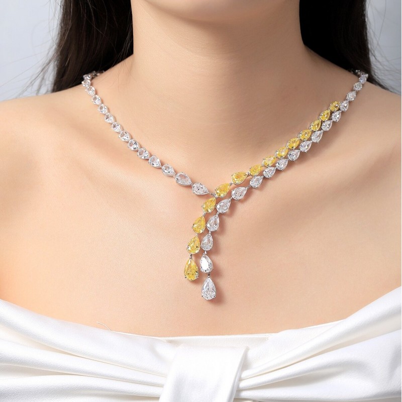 Ruif Jewelry Classic Design S925 Silver 55.29ct White/Yellow Simulated Diamond Pendant Necklace Gemstone Jewelry Ruif Jewelry Classic Design S925 Silver 55.29ct White/Yellow Simulated Diamond Pendant Necklace Gemstone Jewelry