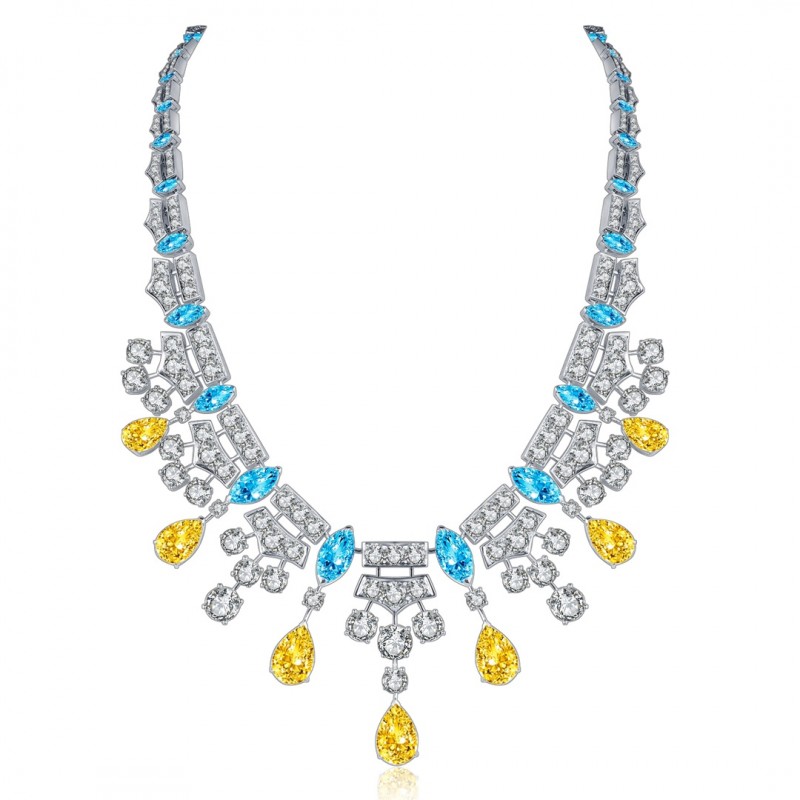 Ruif Jewelry Classic Design S925 Silver 5ct Yellow/White Simulated Diamond Pendant Necklace Gemstone Jewelry Ruif Jewelry Classic Design S925 Silver 5ct Yellow/White Simulated Diamond Pendant Necklace Gemstone Jewelry