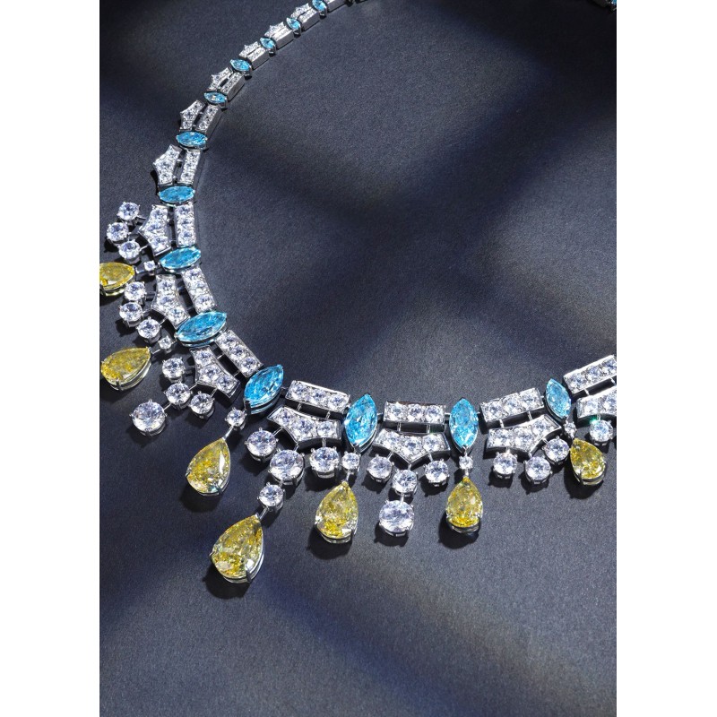 Ruif Jewelry Classic Design S925 Silver 5ct Yellow/White Simulated Diamond Pendant Necklace Gemstone Jewelry Ruif Jewelry Classic Design S925 Silver 5ct Yellow/White Simulated Diamond Pendant Necklace Gemstone Jewelry