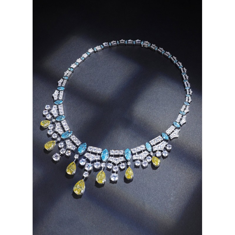 Ruif Jewelry Classic Design S925 Silver 5ct Yellow/White Simulated Diamond Pendant Necklace Gemstone Jewelry Ruif Jewelry Classic Design S925 Silver 5ct Yellow/White Simulated Diamond Pendant Necklace Gemstone Jewelry