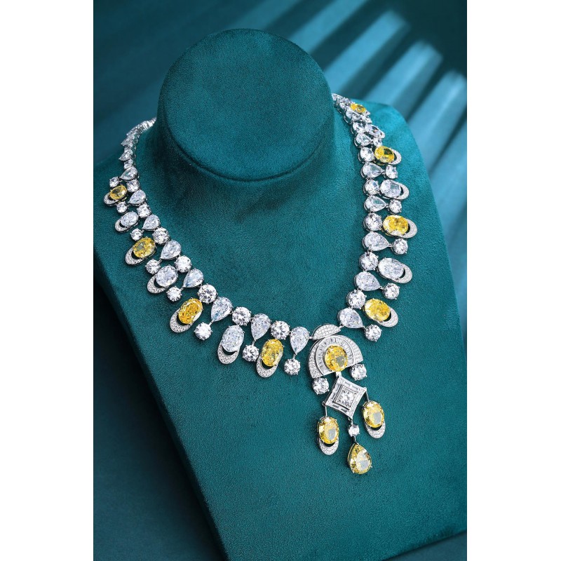 Ruif Jewelry Classic Design S925 Silver 92.11ct Yellow/White Simulated Diamond Pendant Necklace Gemstone Jewelry Ruif Jewelry Classic Design S925 Silver 92.11ct Yellow/White Simulated Diamond Pendant Necklace Gemstone Jewelry