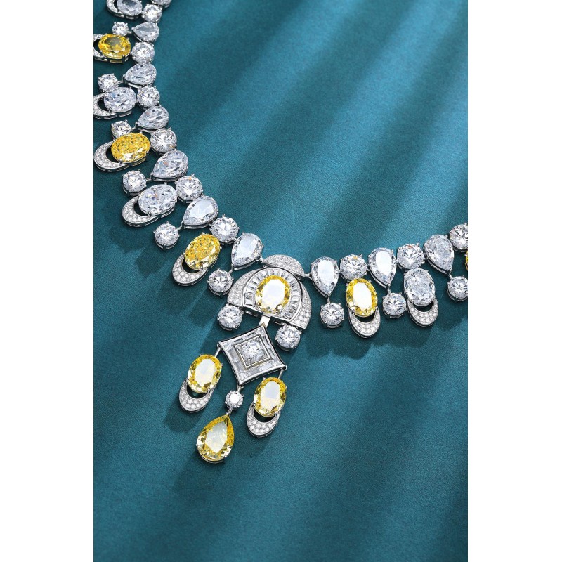 Ruif Jewelry Classic Design S925 Silver 92.11ct Yellow/White Simulated Diamond Pendant Necklace Gemstone Jewelry Ruif Jewelry Classic Design S925 Silver 92.11ct Yellow/White Simulated Diamond Pendant Necklace Gemstone Jewelry