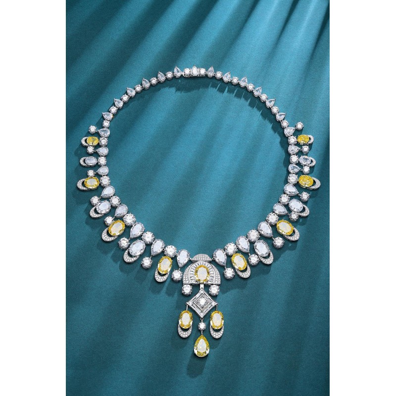 Ruif Jewelry Classic Design S925 Silver 92.11ct Yellow/White Simulated Diamond Pendant Necklace Gemstone Jewelry Ruif Jewelry Classic Design S925 Silver 92.11ct Yellow/White Simulated Diamond Pendant Necklace Gemstone Jewelry