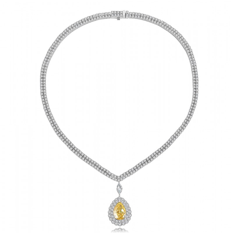 Ruif Jewelry Classic Design S925 Silver 9.5ct White/ Yellow Simulated Diamond Pendant Necklace Gemstone Jewelry Ruif Jewelry Classic Design S925 Silver 9.5ct White/ Yellow Simulated Diamond Pendant Necklace Gemstone Jewelry