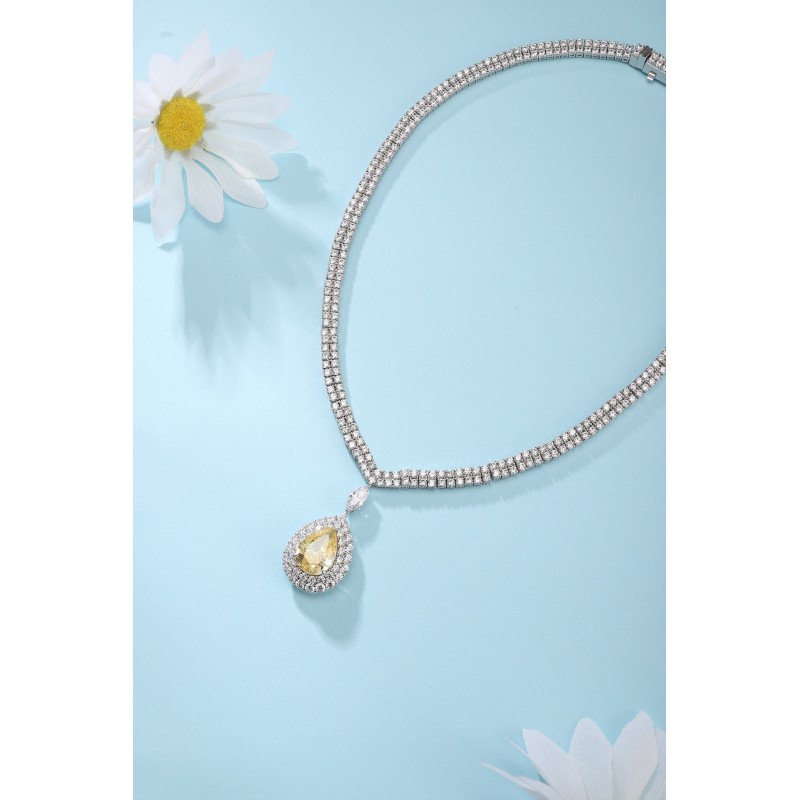 Ruif Jewelry Classic Design S925 Silver 9.5ct White/ Yellow Simulated Diamond Pendant Necklace Gemstone Jewelry Ruif Jewelry Classic Design S925 Silver 9.5ct White/ Yellow Simulated Diamond Pendant Necklace Gemstone Jewelry
