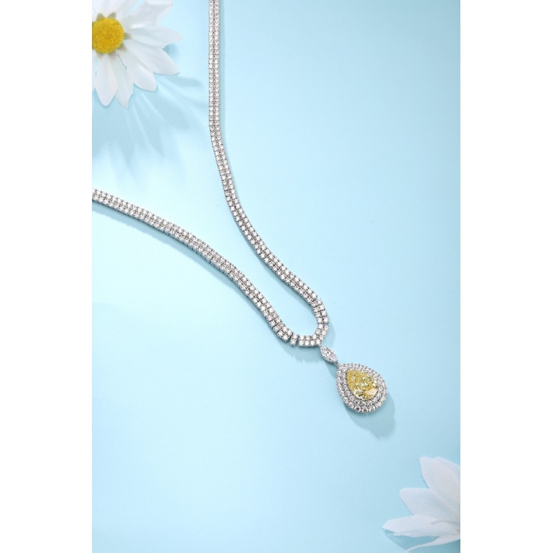Ruif Jewelry Classic Design S925 Silver 9.5ct White/ Yellow Simulated Diamond Pendant Necklace Gemstone Jewelry Ruif Jewelry Classic Design S925 Silver 9.5ct White/ Yellow Simulated Diamond Pendant Necklace Gemstone Jewelry