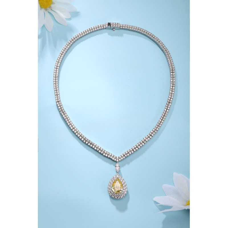 Ruif Jewelry Classic Design S925 Silver 9.5ct White/ Yellow Simulated Diamond Pendant Necklace Gemstone Jewelry Ruif Jewelry Classic Design S925 Silver 9.5ct White/ Yellow Simulated Diamond Pendant Necklace Gemstone Jewelry