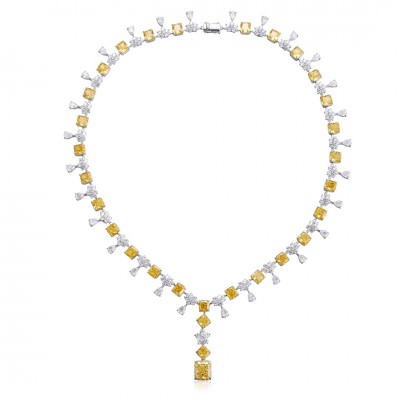Ruif  Jewelry Classic Design S925 Silver 21.42ct White/ Yellow  Simulated Diamond Pendant Necklace Gemstone Jewelry