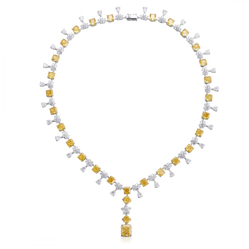 Ruif Jewelry Classic Design S925 Silver 21.42ct White/ Yellow Simulated Diamond Pendant Necklace Gemstone Jewelry Ruif Jewelry Classic Design S925 Silver 21.42ct White/ Yellow Simulated Diamond Pendant Necklace Gemstone Jewelry