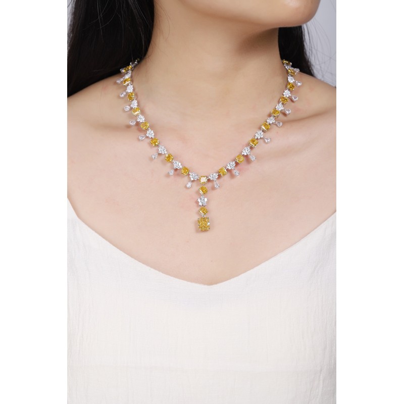 Ruif Jewelry Classic Design S925 Silver 21.42ct White/ Yellow Simulated Diamond Pendant Necklace Gemstone Jewelry Ruif Jewelry Classic Design S925 Silver 21.42ct White/ Yellow Simulated Diamond Pendant Necklace Gemstone Jewelry