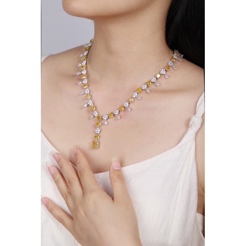 Ruif Jewelry Classic Design S925 Silver 21.42ct White/ Yellow Simulated Diamond Pendant Necklace Gemstone Jewelry Ruif Jewelry Classic Design S925 Silver 21.42ct White/ Yellow Simulated Diamond Pendant Necklace Gemstone Jewelry