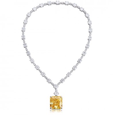 Ruif  Jewelry Classic Design S925 Silver 104.36ct White/ Yellow  Simulated Diamond Pendant Necklace Gemstone Jewelry